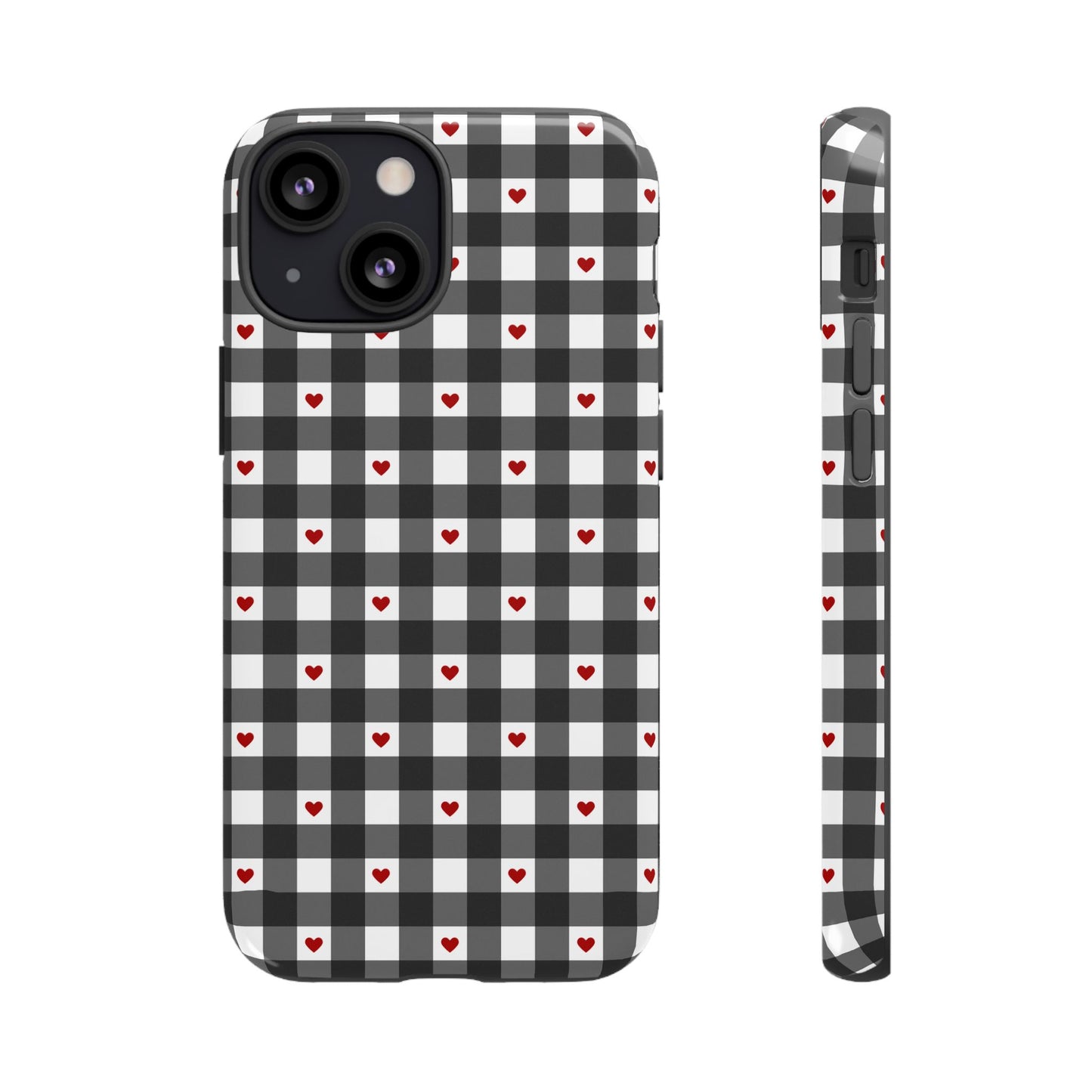 Black Picnic Hearts Gingham Case