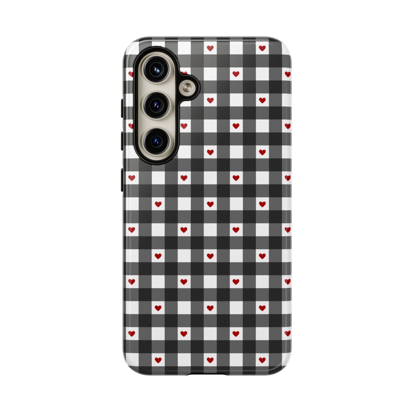 Black Picnic Hearts Gingham Case