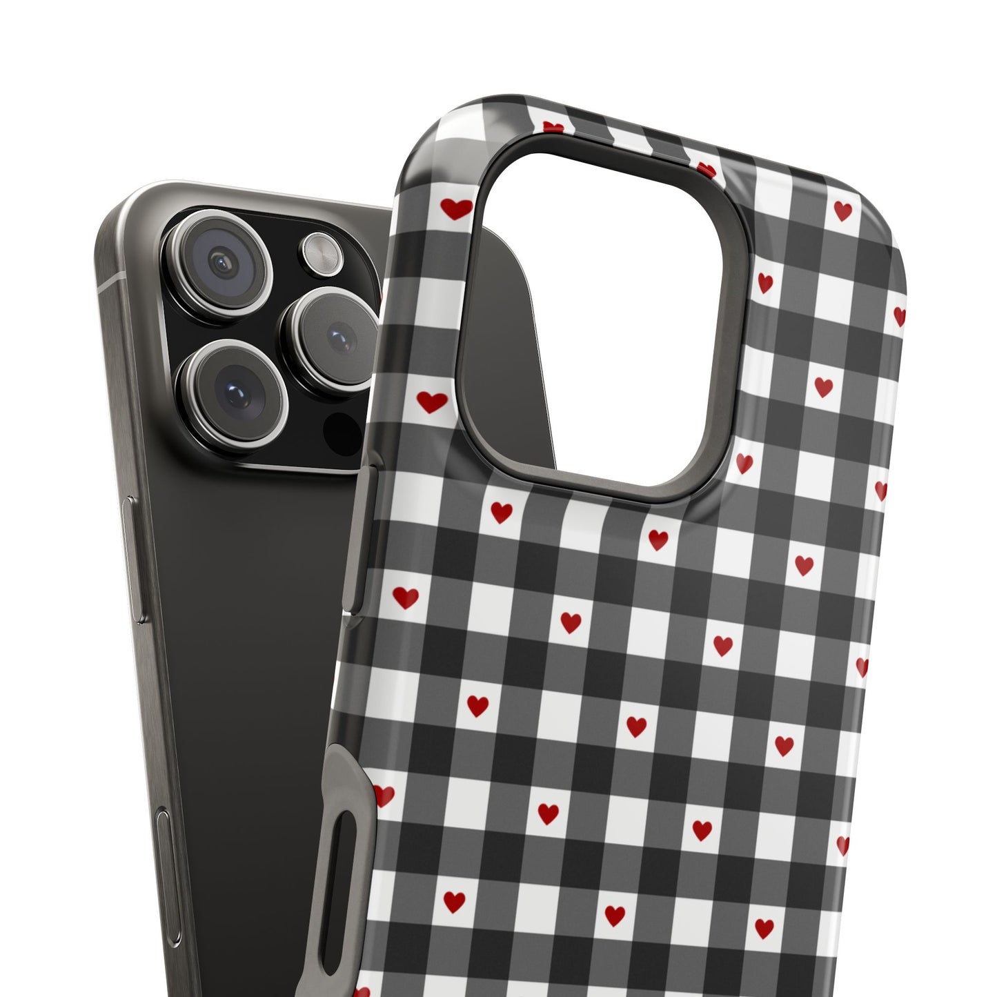 Black Picnic Hearts Gingham MagSafe Case