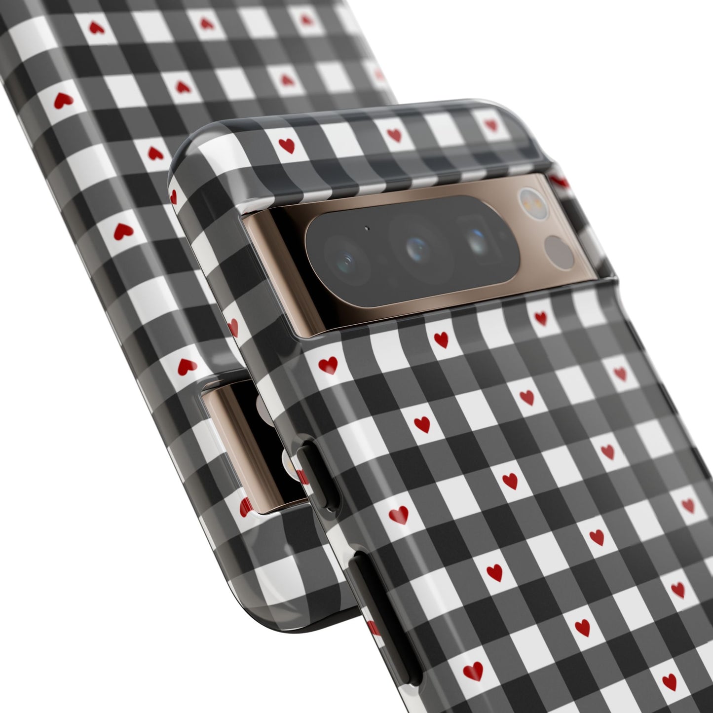 Black Picnic Hearts Gingham Case