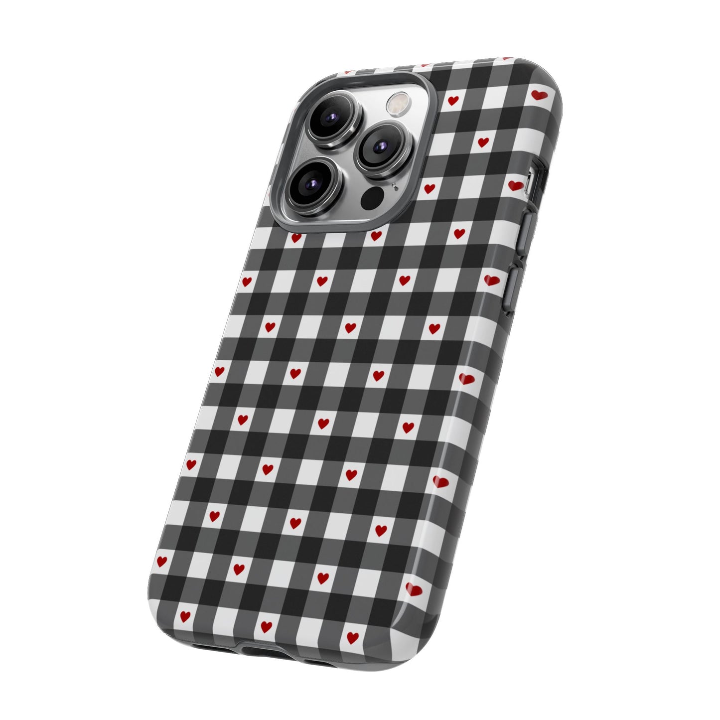 Black Picnic Hearts Gingham Case