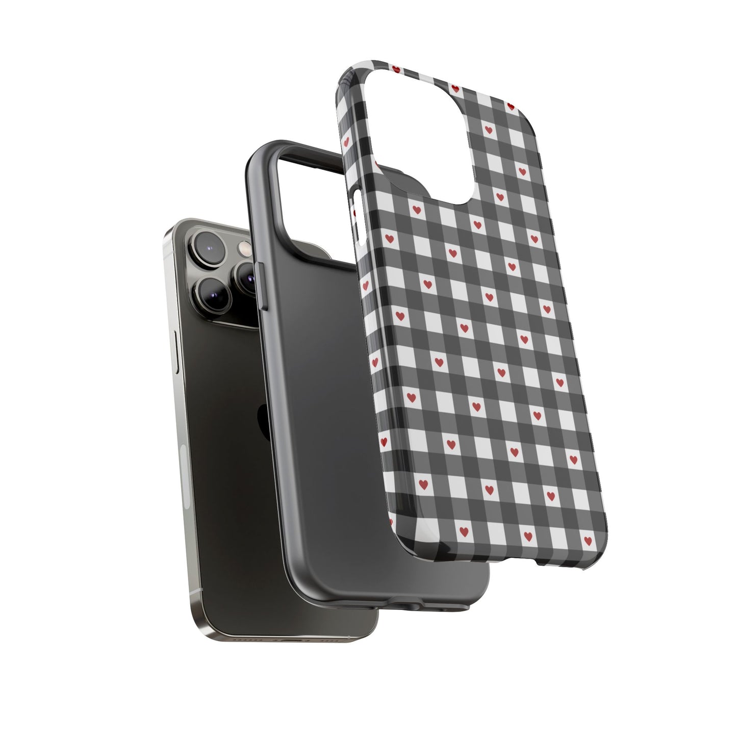 Black Picnic Hearts Gingham Case