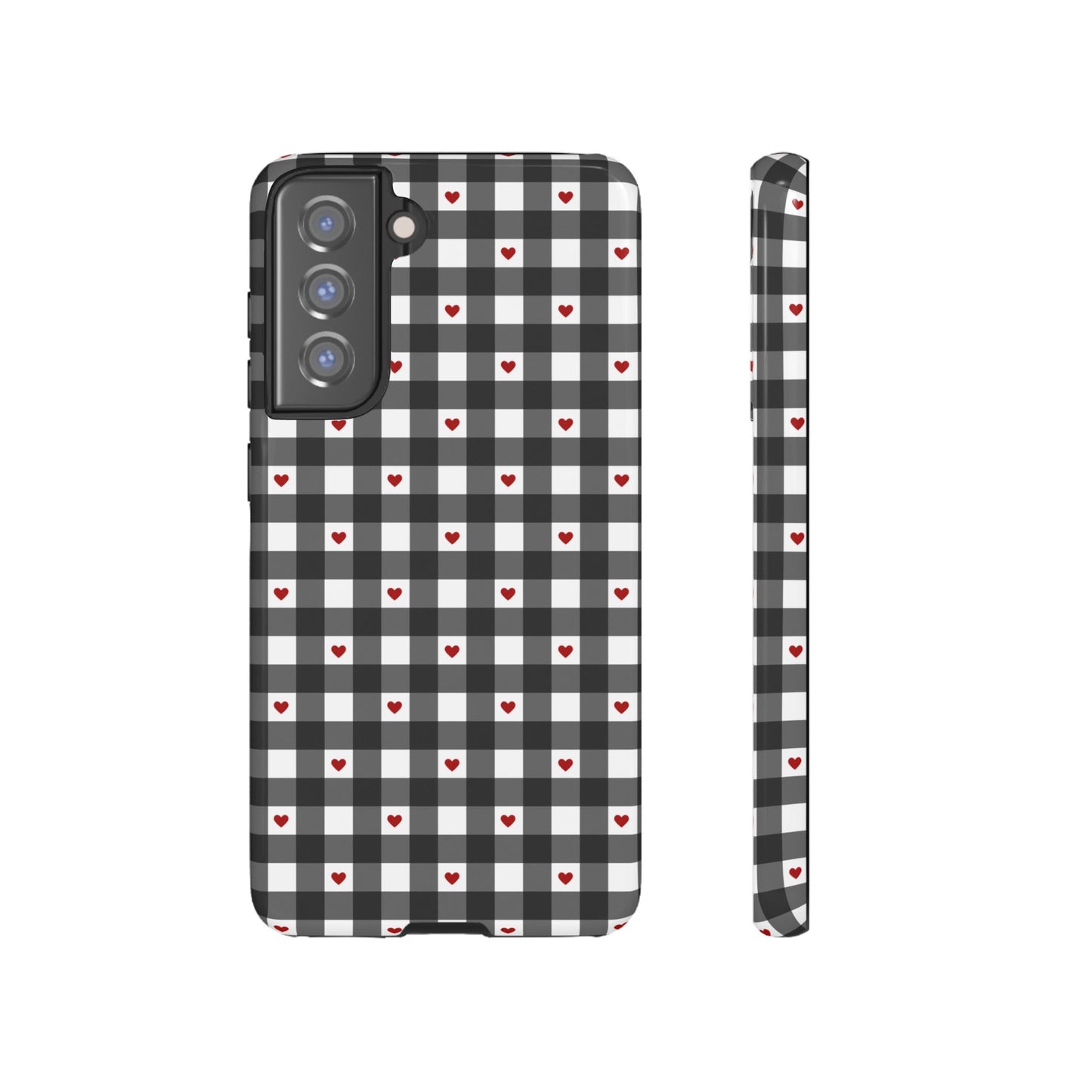 Black Picnic Hearts Gingham Case