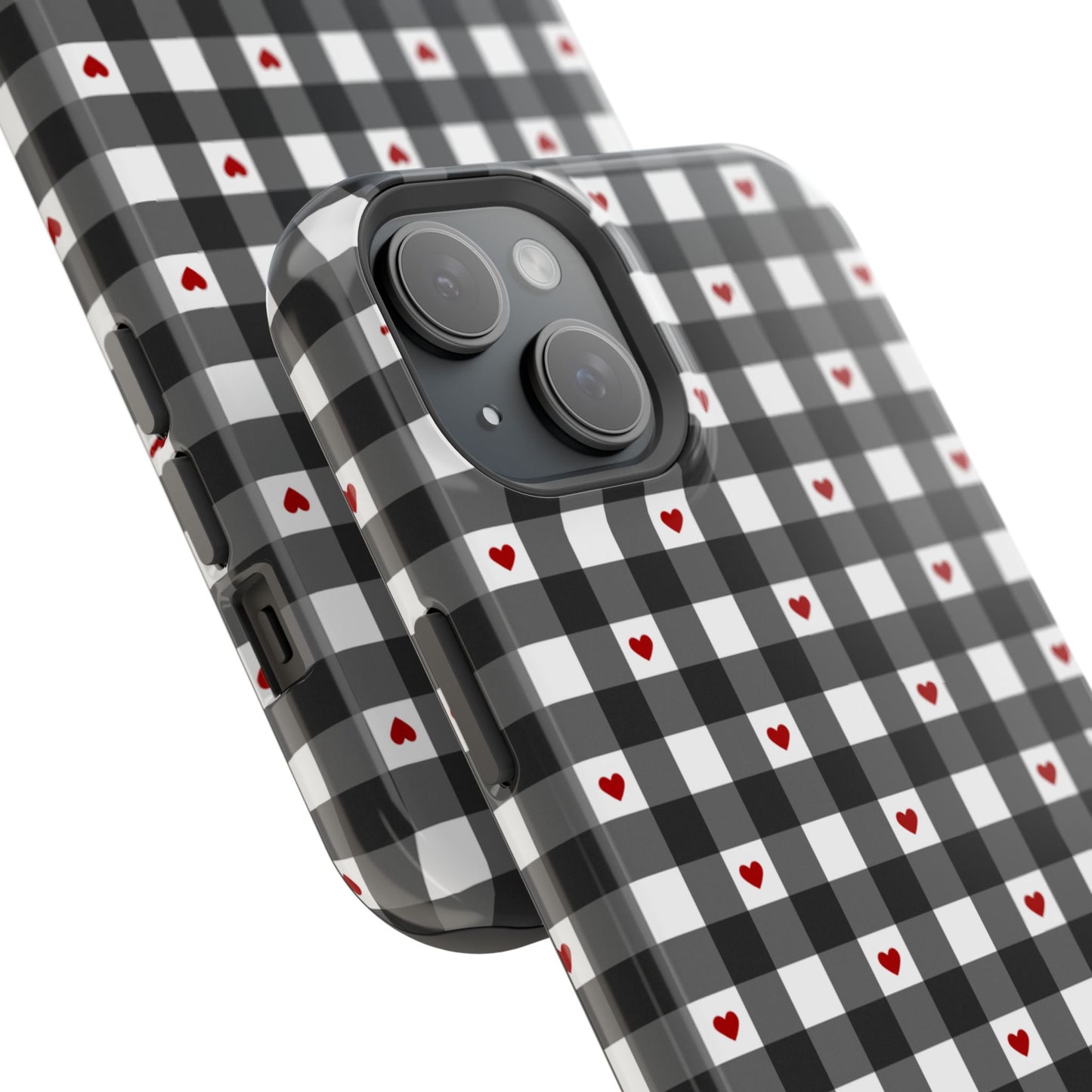 Black Picnic Hearts Gingham MagSafe Case