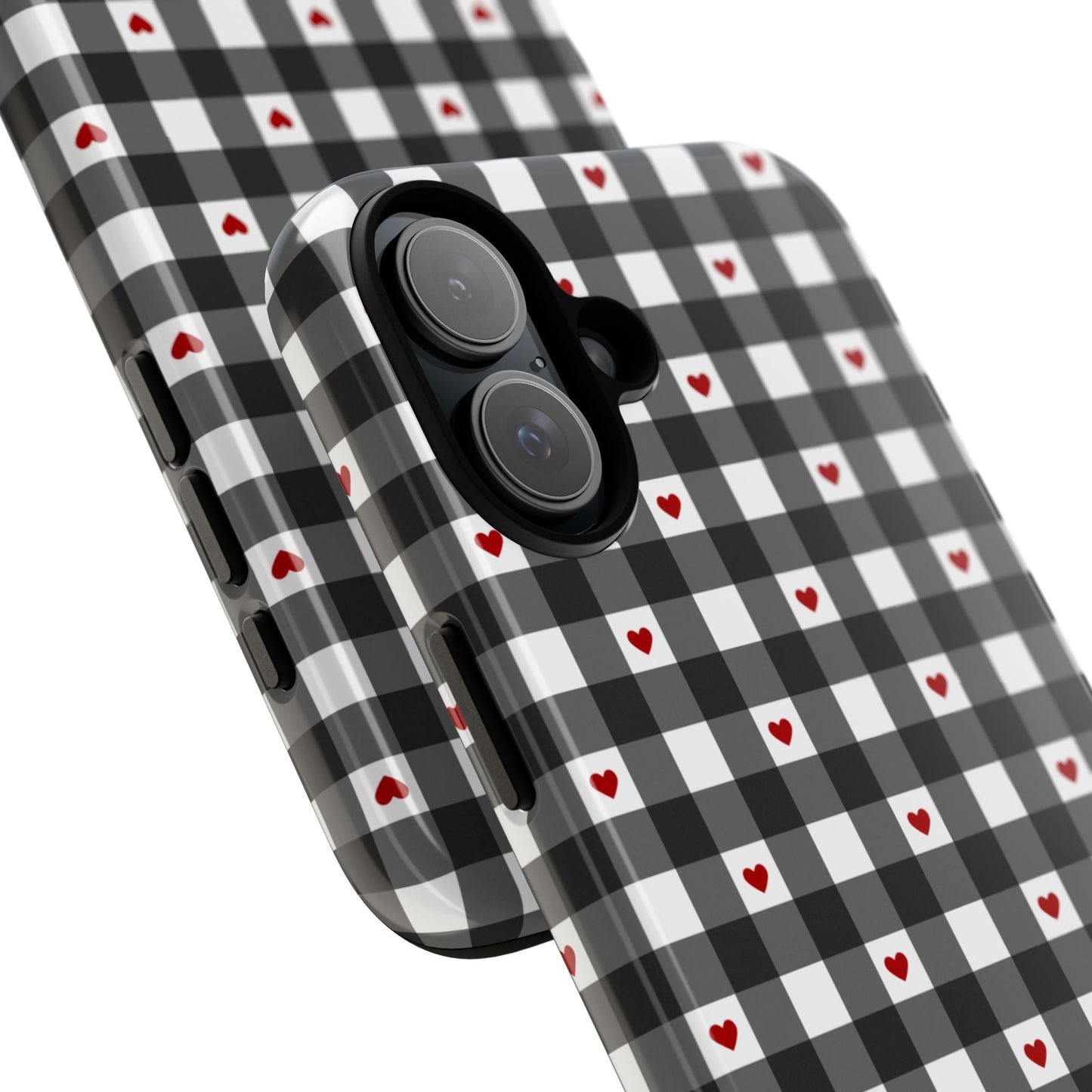 Black Picnic Hearts Gingham Case