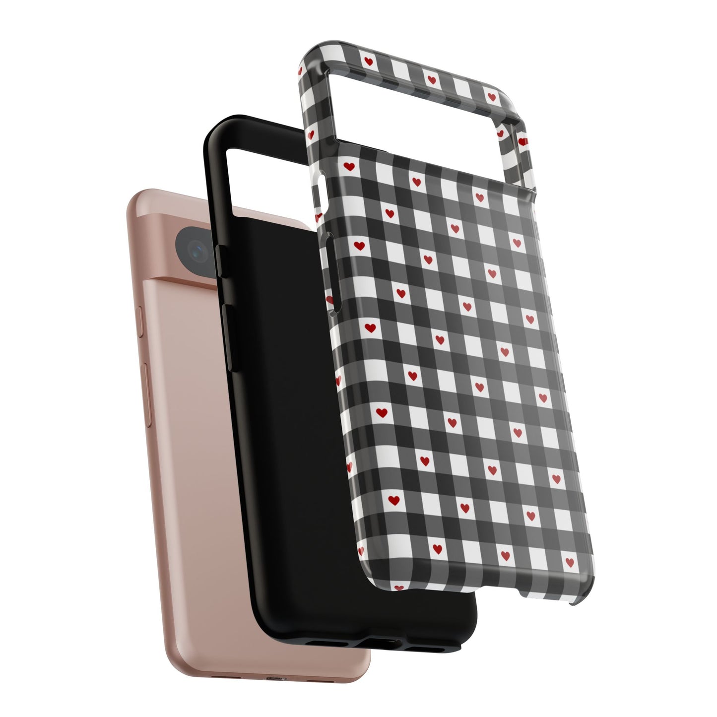 Black Picnic Hearts Gingham Case