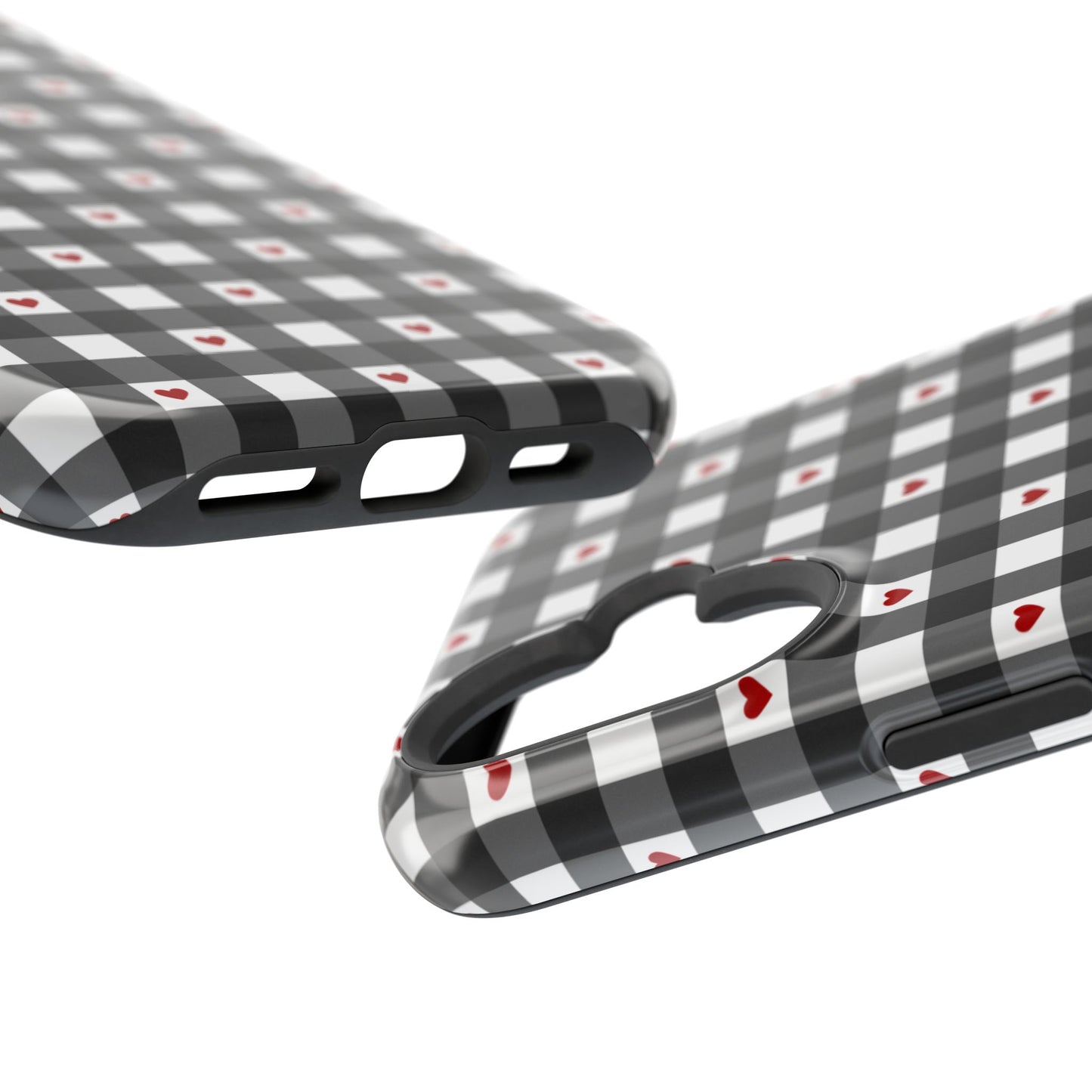 Black Picnic Hearts Gingham MagSafe Case