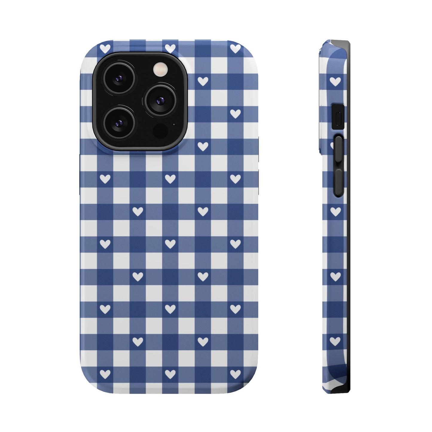 Blue Picnic Hearts Gingham MagSafe Case