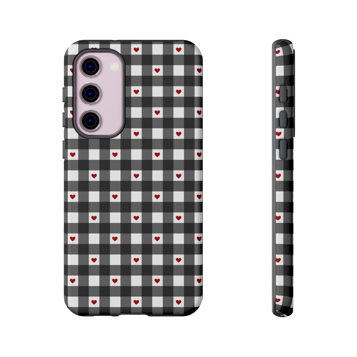 Black Picnic Hearts Gingham Case