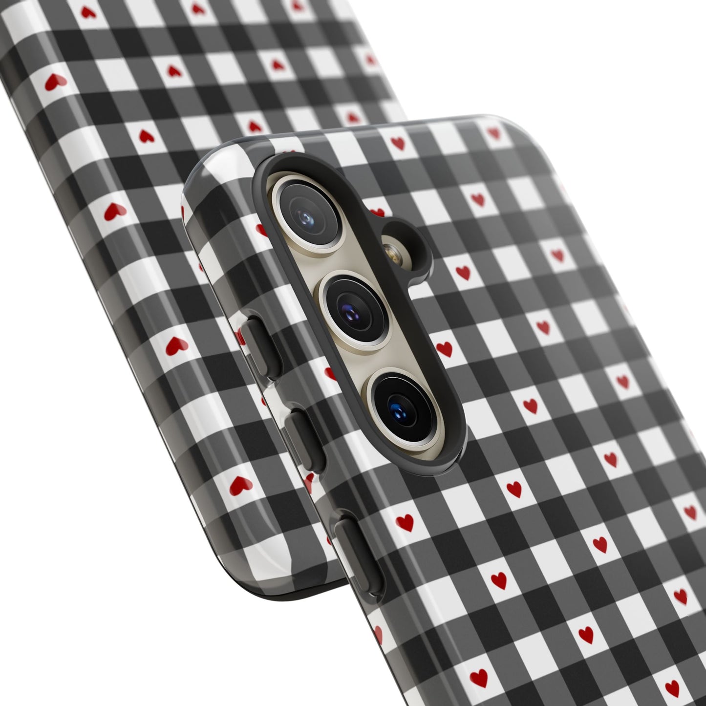 Black Picnic Hearts Gingham Case