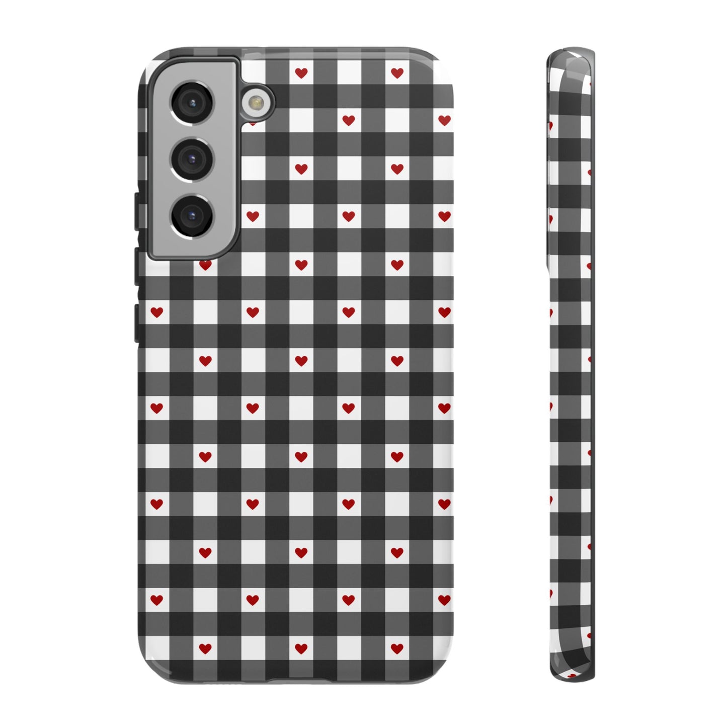 Black Picnic Hearts Gingham Case