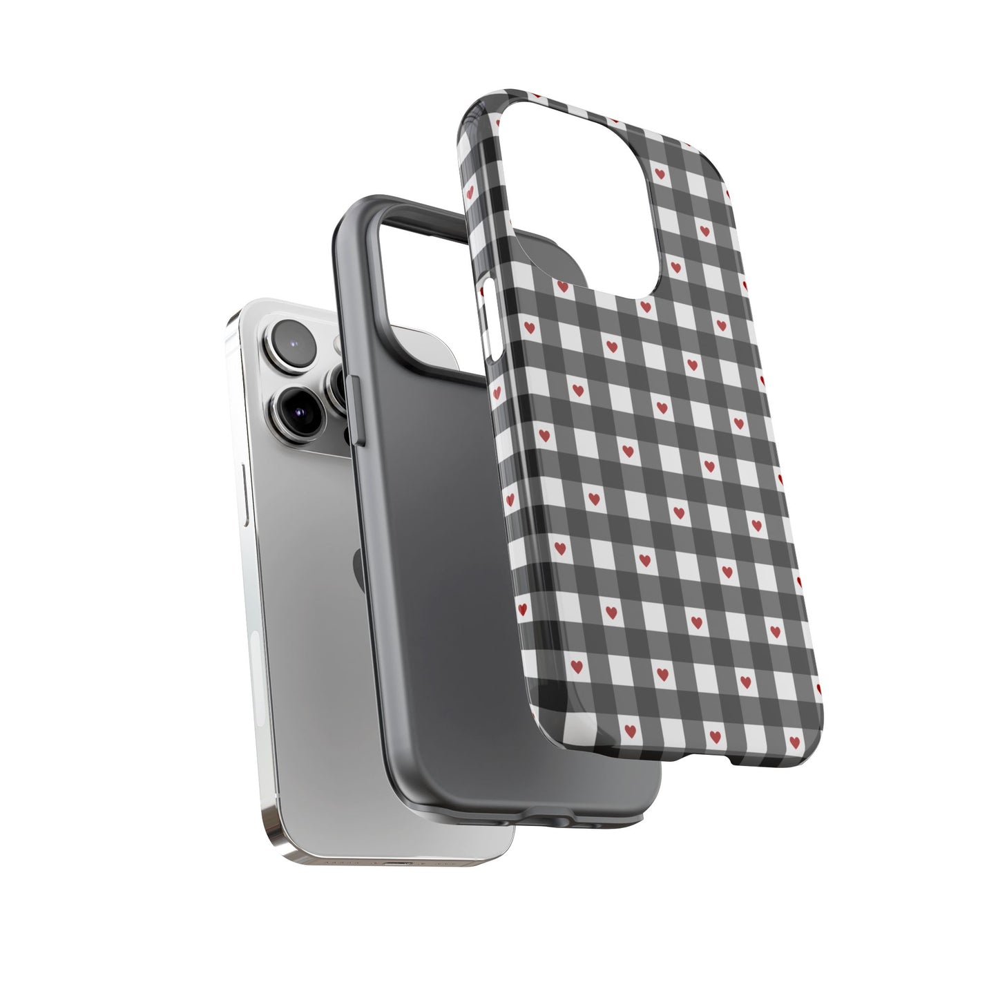 Black Picnic Hearts Gingham Case