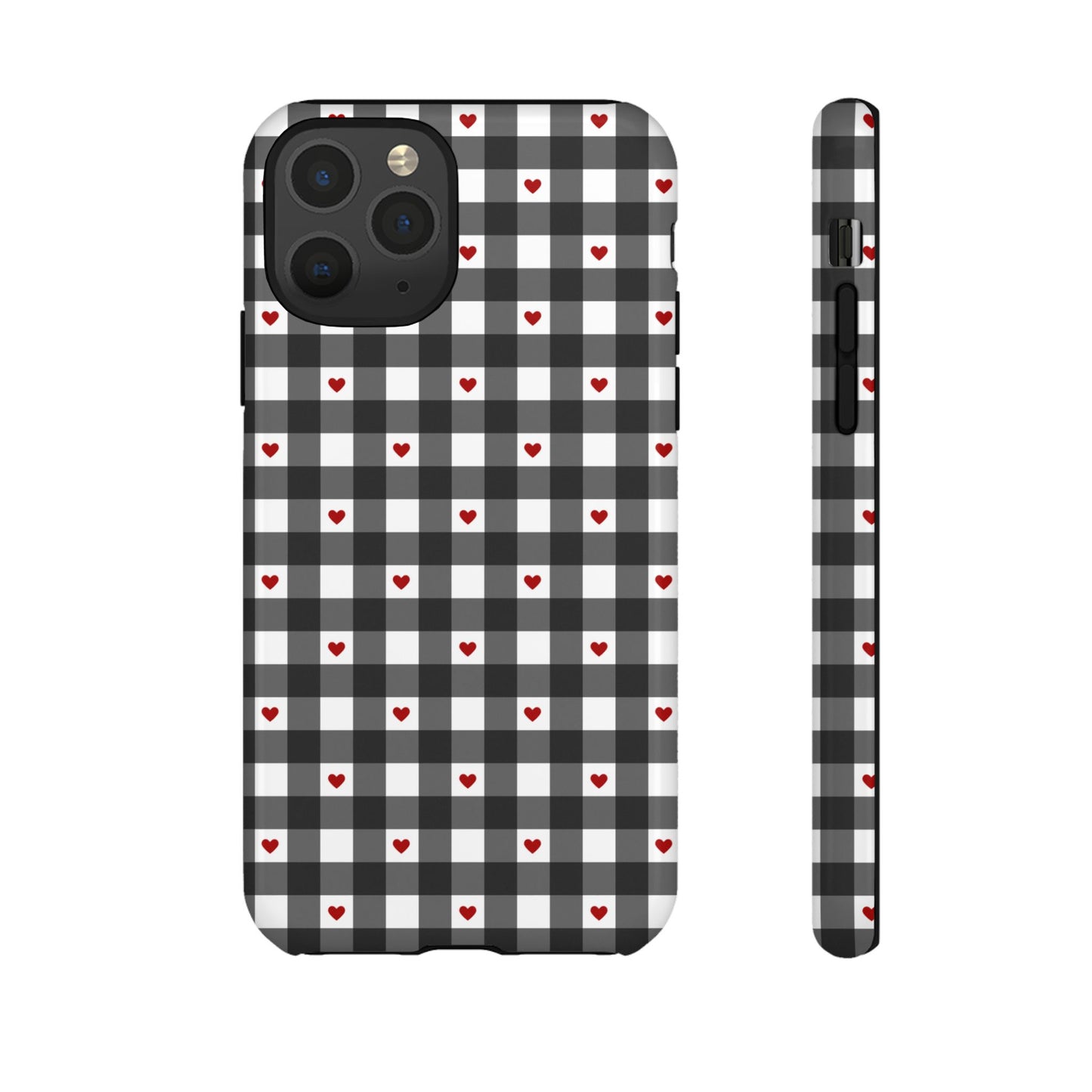 Black Picnic Hearts Gingham Case