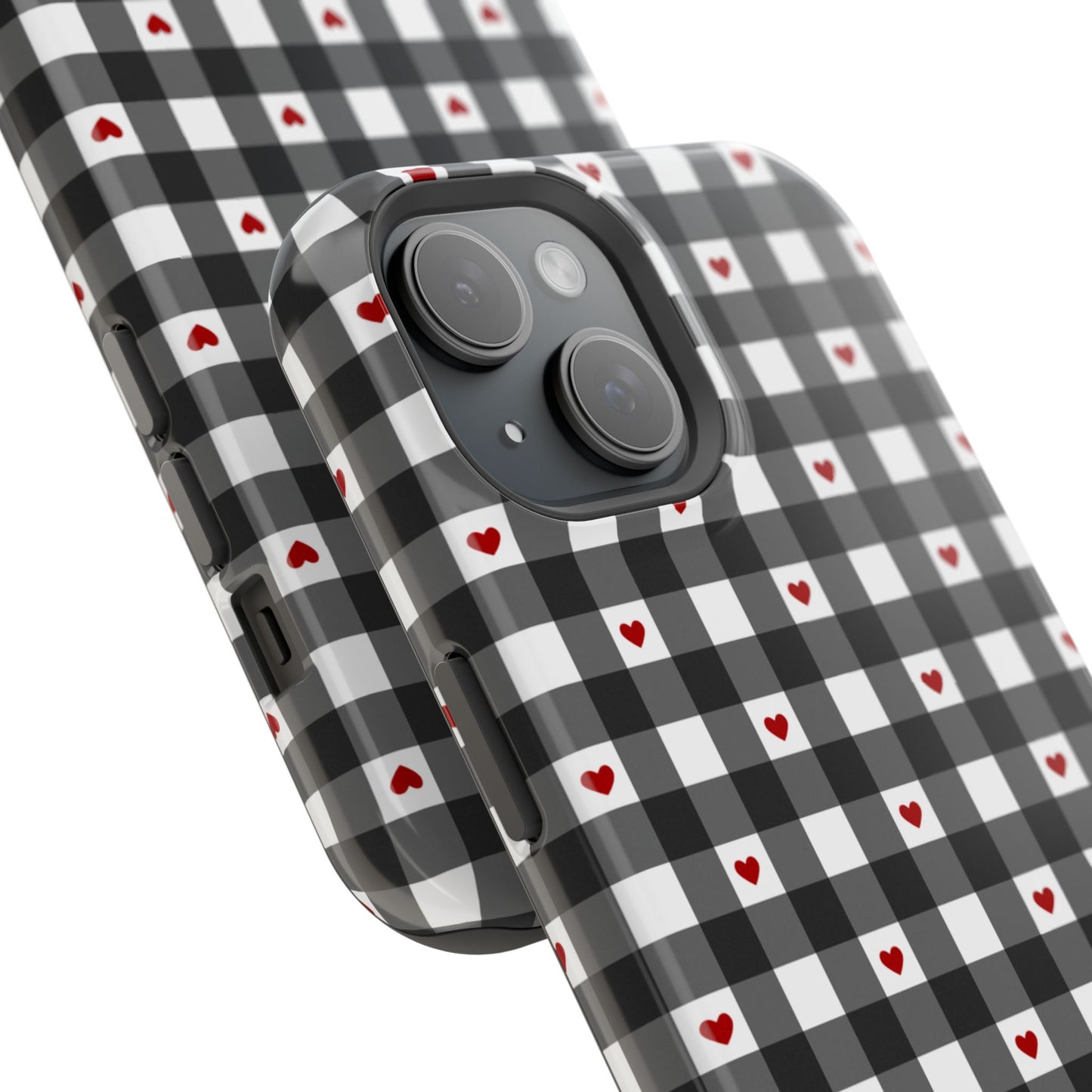 Black Picnic Hearts Gingham MagSafe Case