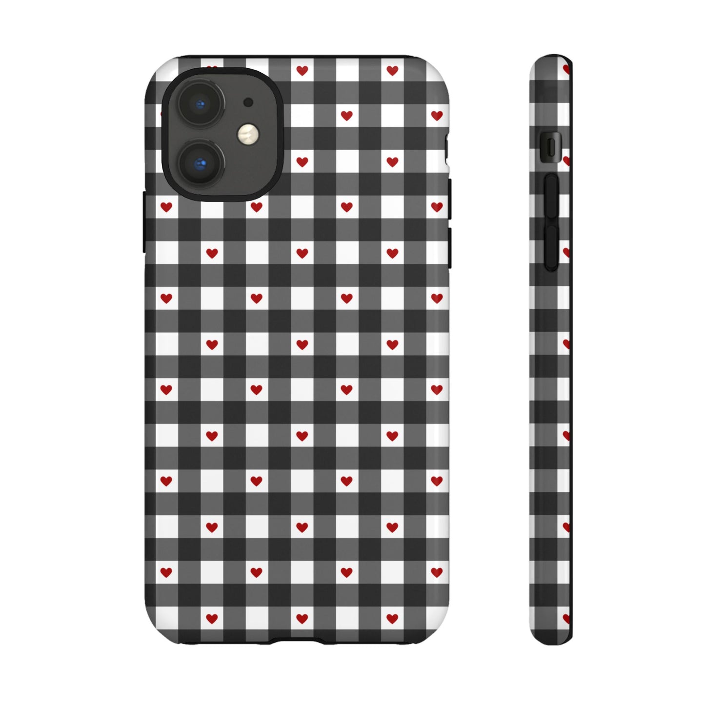 Black Picnic Hearts Gingham Case