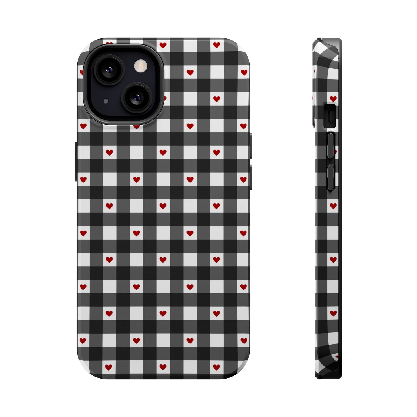 Black Picnic Hearts Gingham MagSafe Case