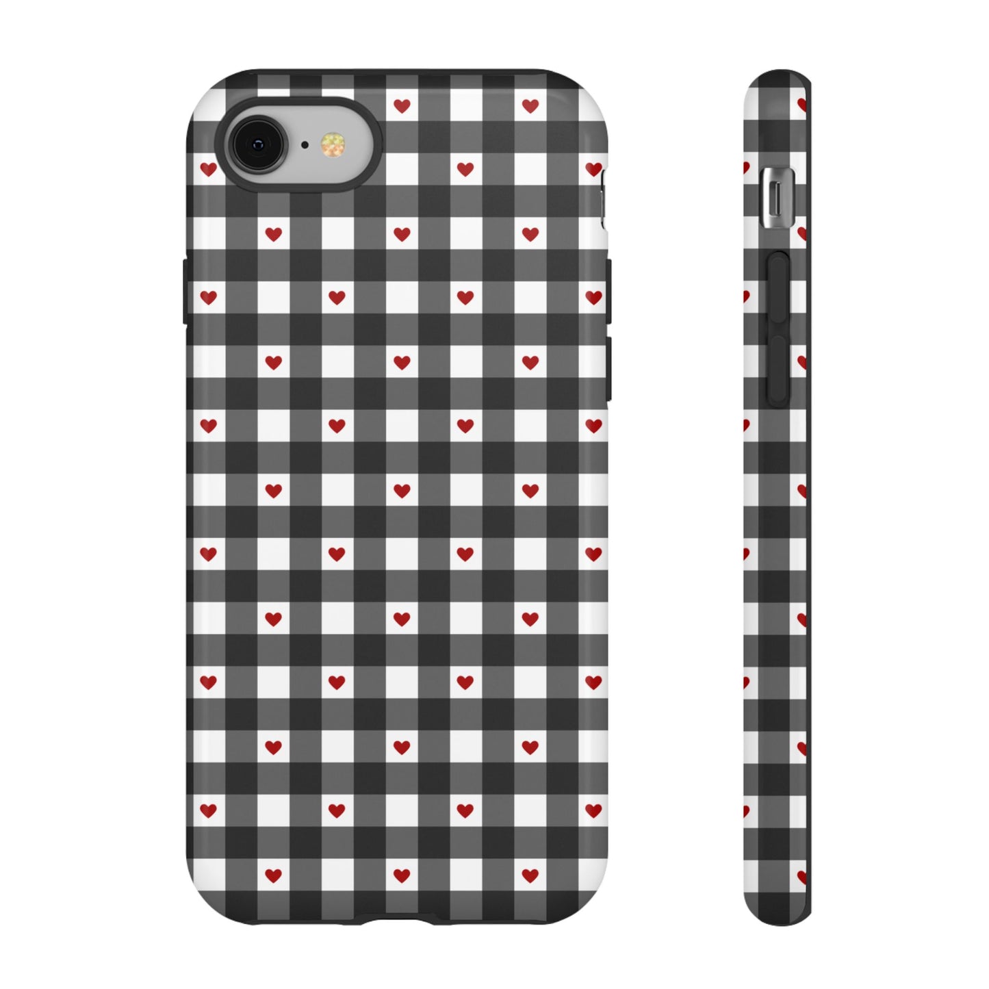 Black Picnic Hearts Gingham Case