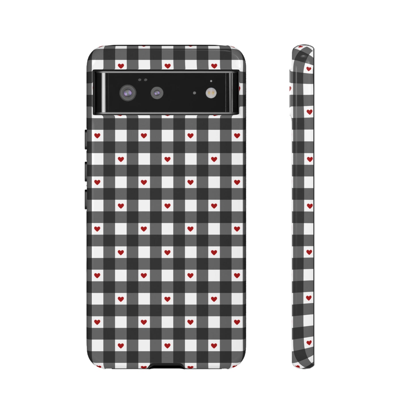 Black Picnic Hearts Gingham Case