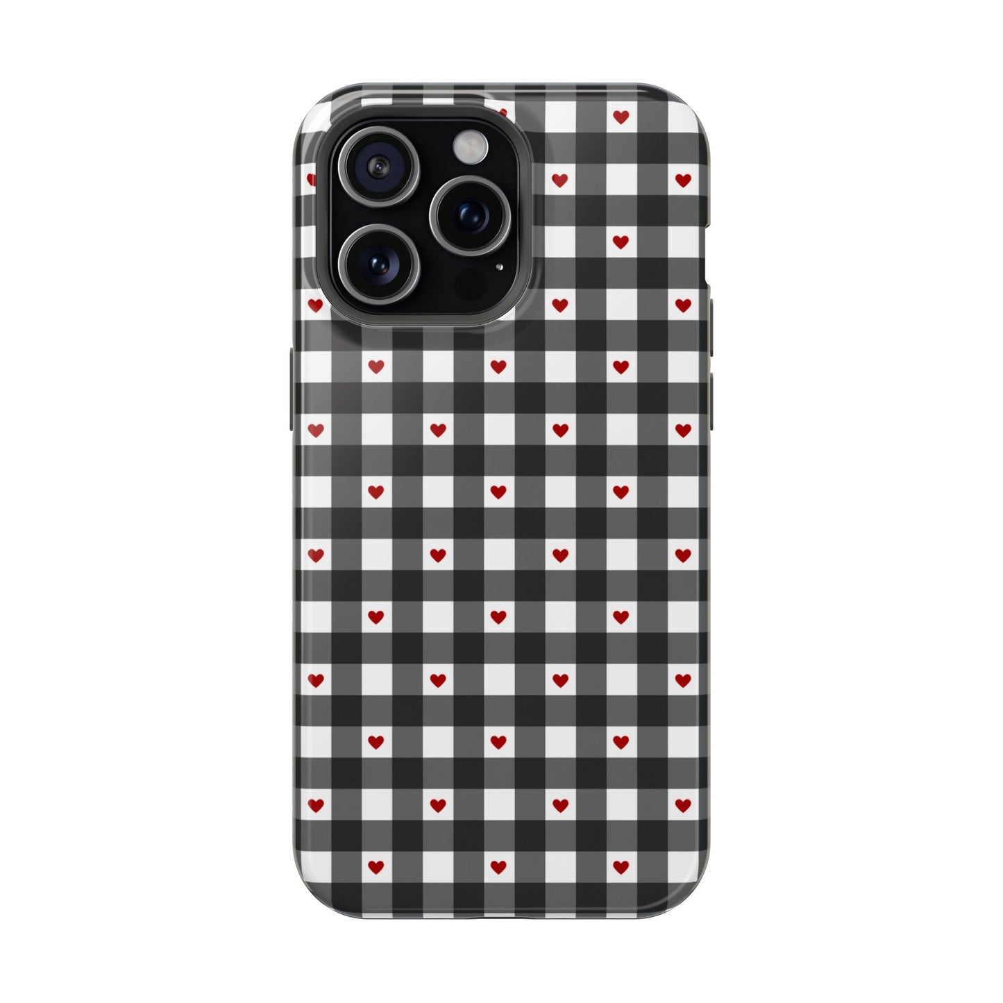 Black Picnic Hearts Gingham MagSafe Case