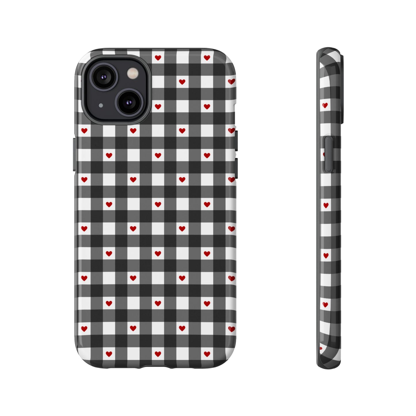 Black Picnic Hearts Gingham Case