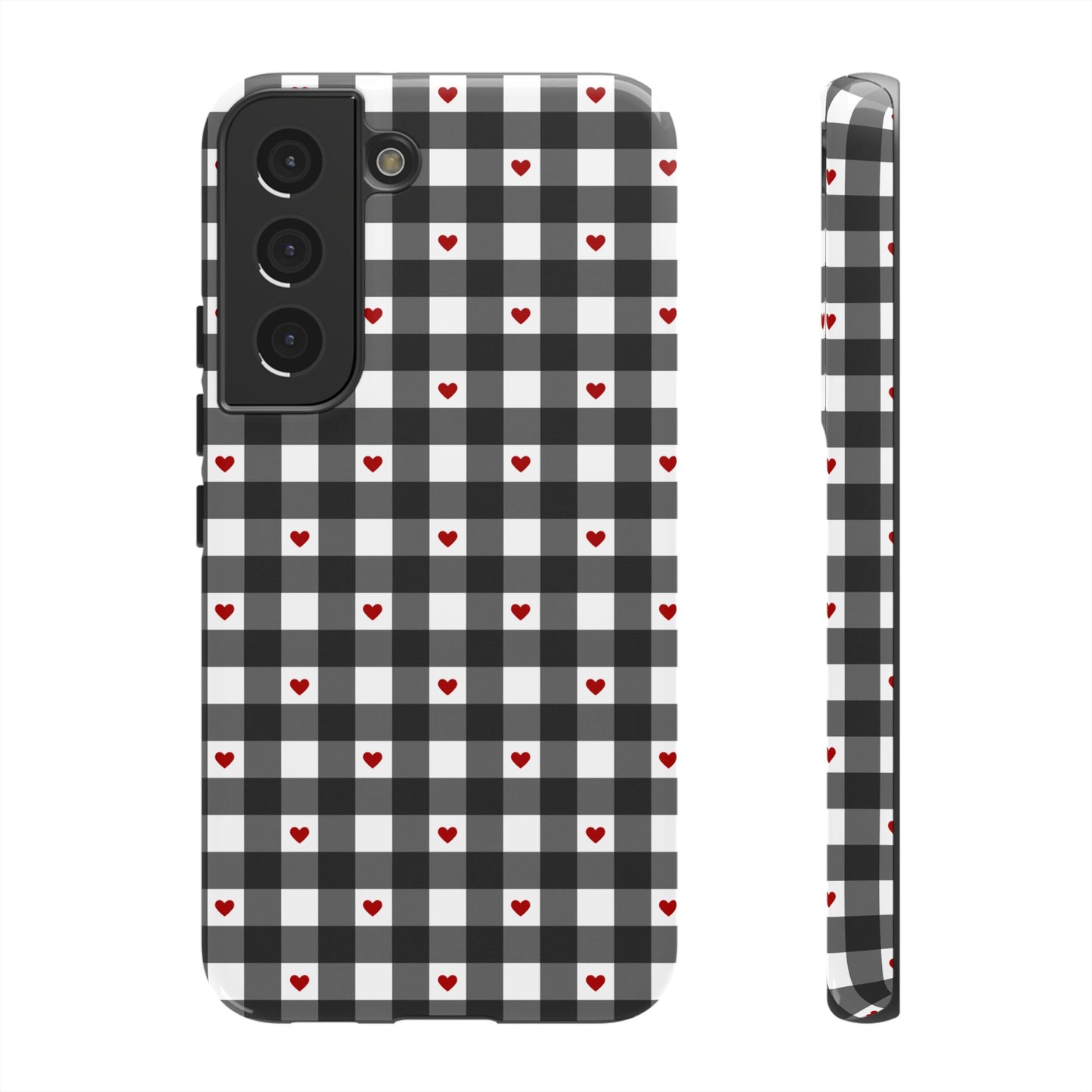 Black Picnic Hearts Gingham Case