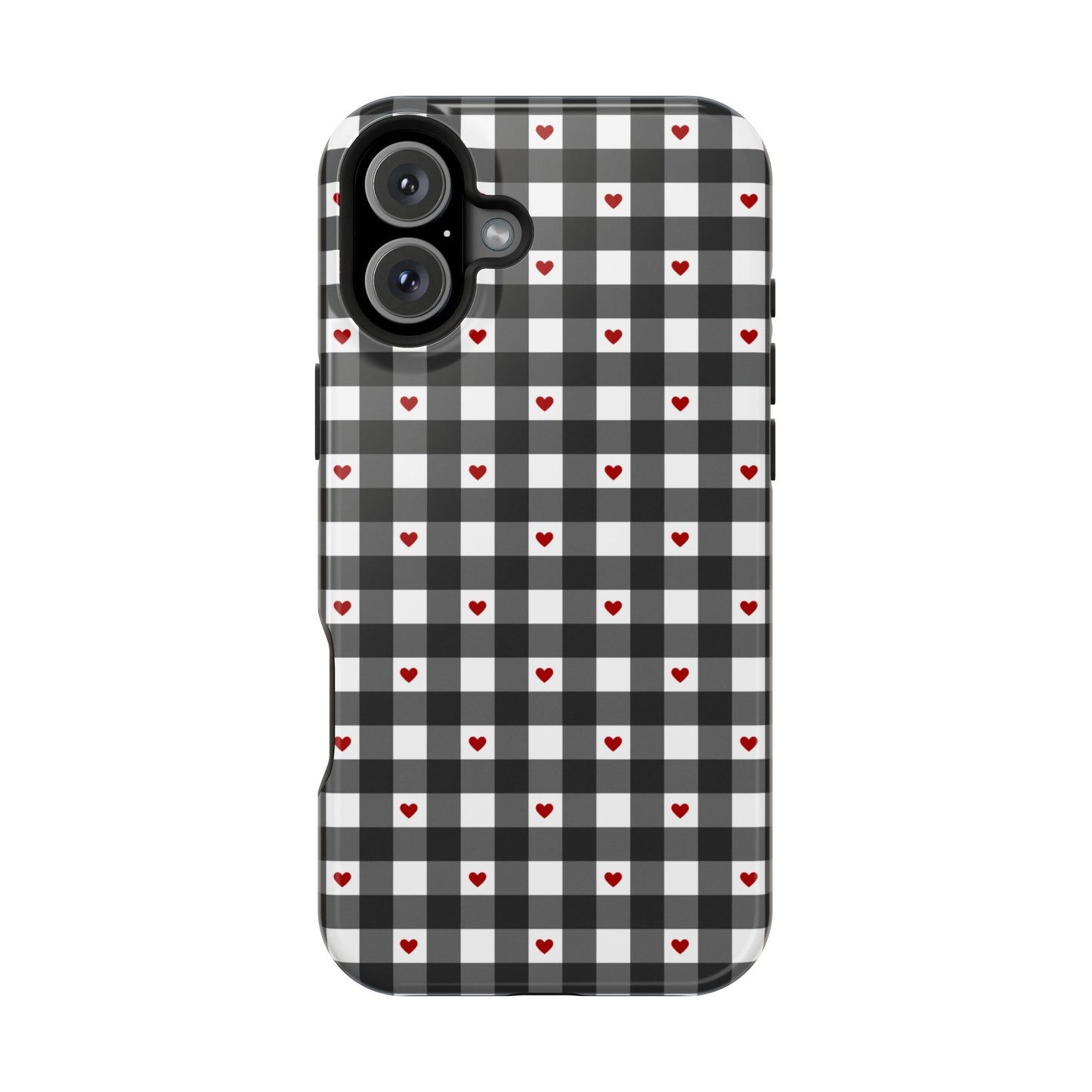 Black Picnic Hearts Gingham MagSafe Case