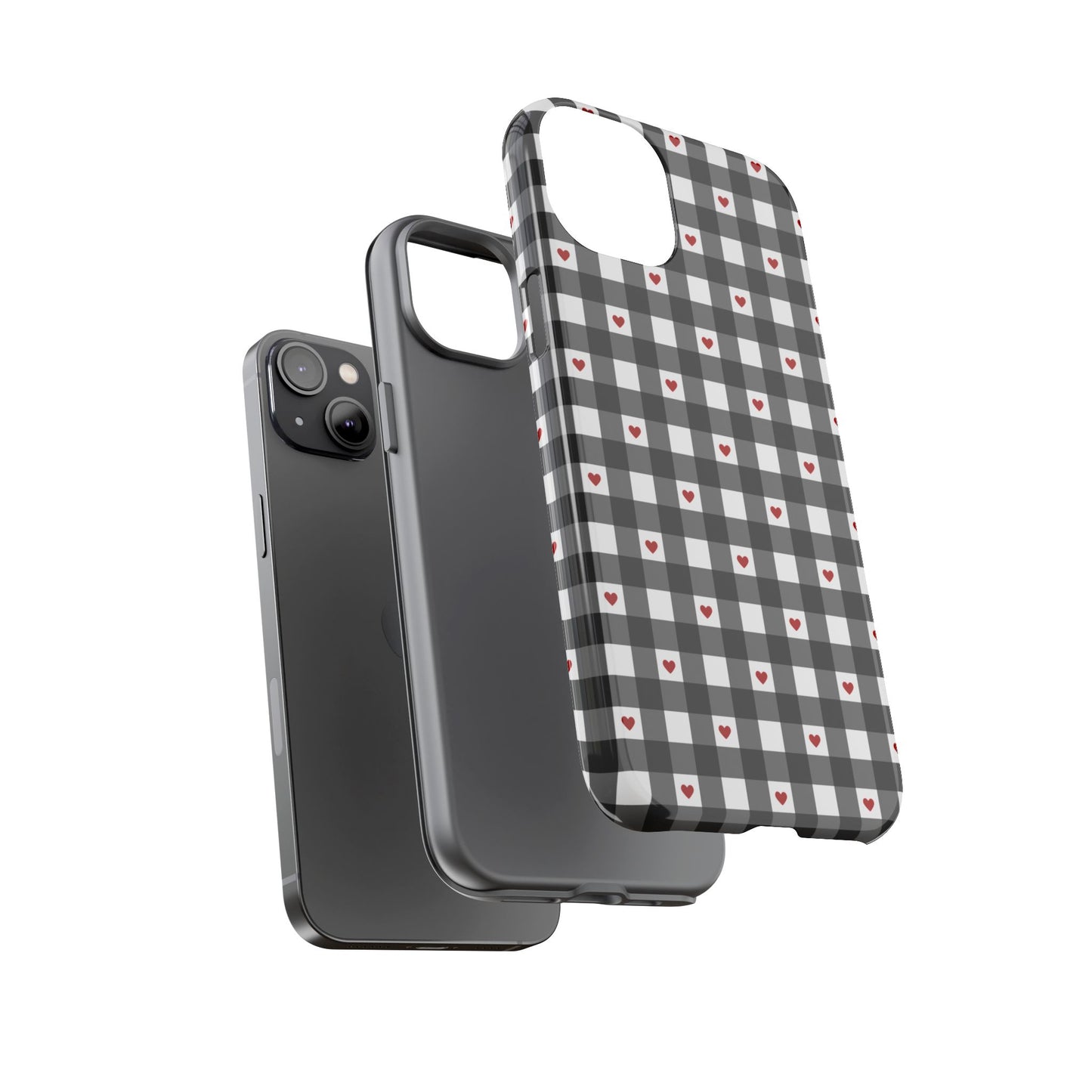 Black Picnic Hearts Gingham Case