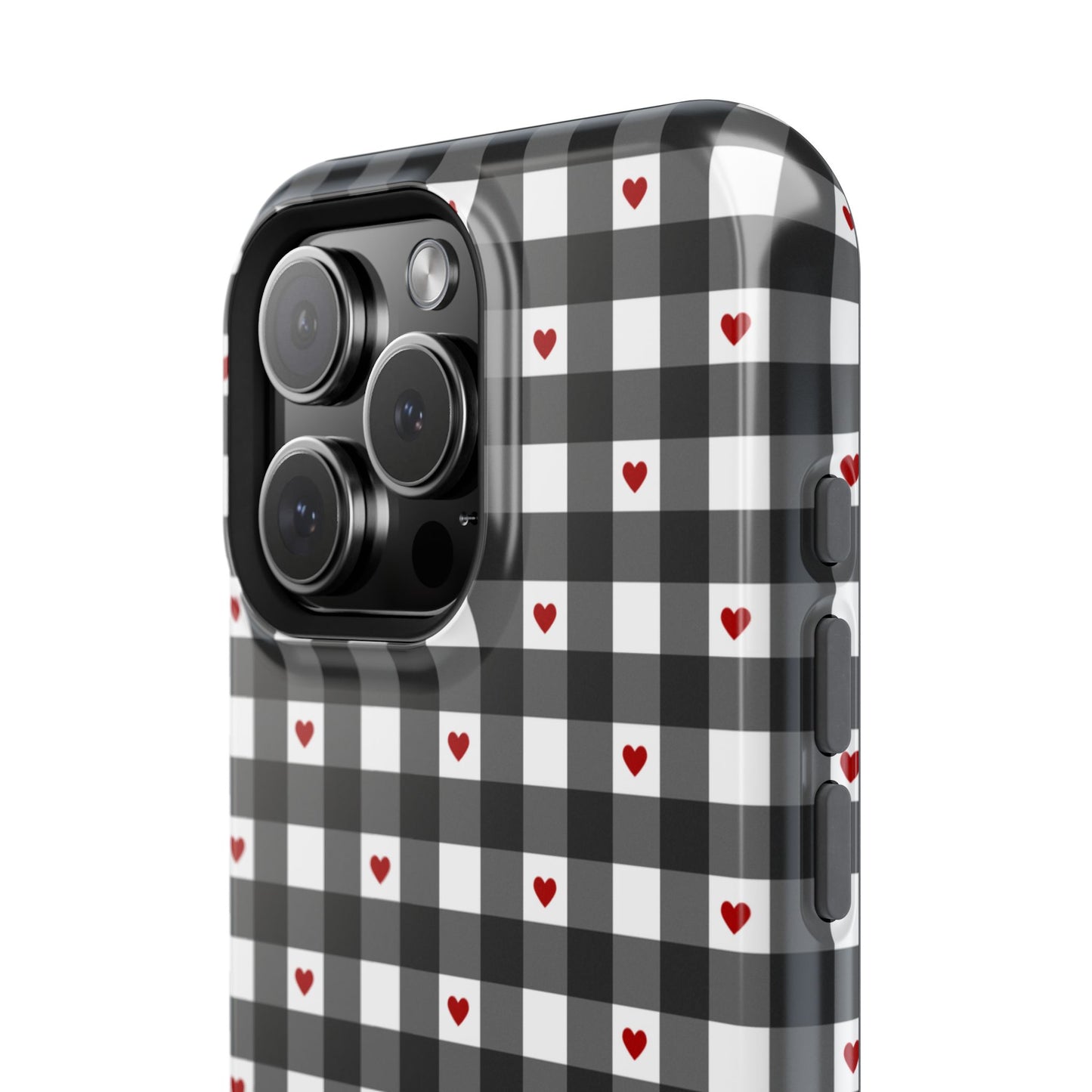 Black Picnic Hearts Gingham MagSafe Case