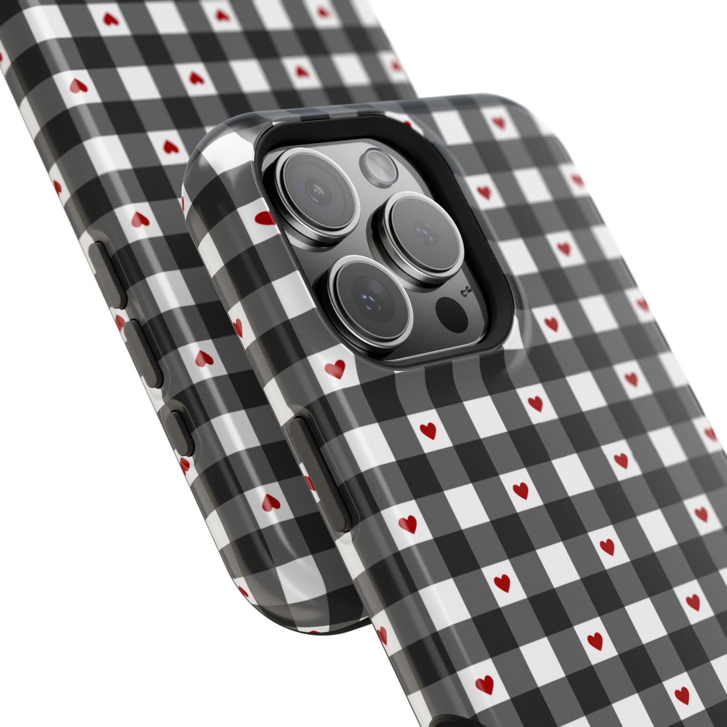 Black Picnic Hearts Gingham MagSafe Case