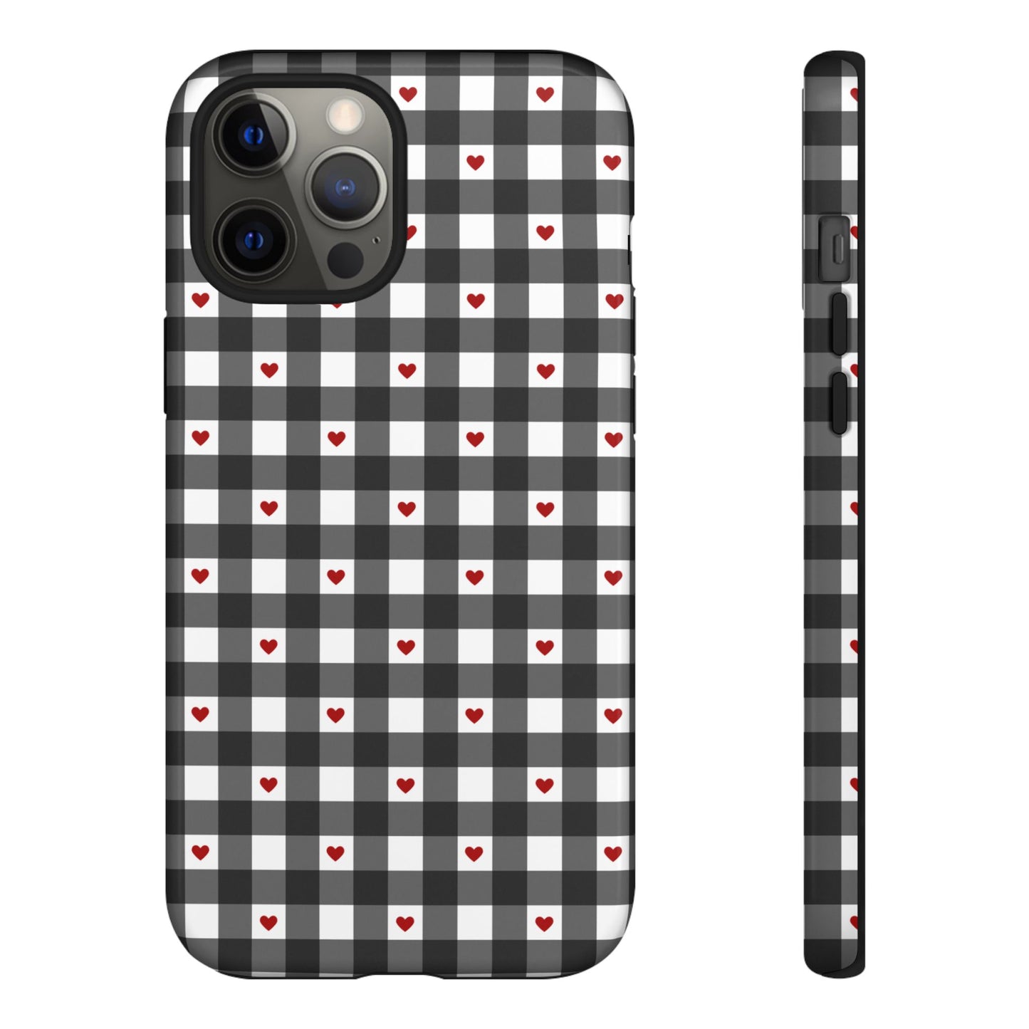 Black Picnic Hearts Gingham Case