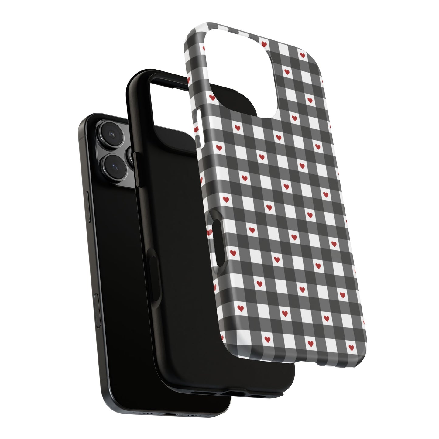 Black Picnic Hearts Gingham Case