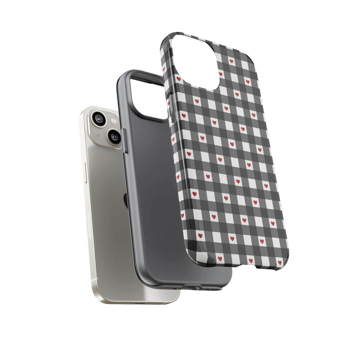 Black Picnic Hearts Gingham Case