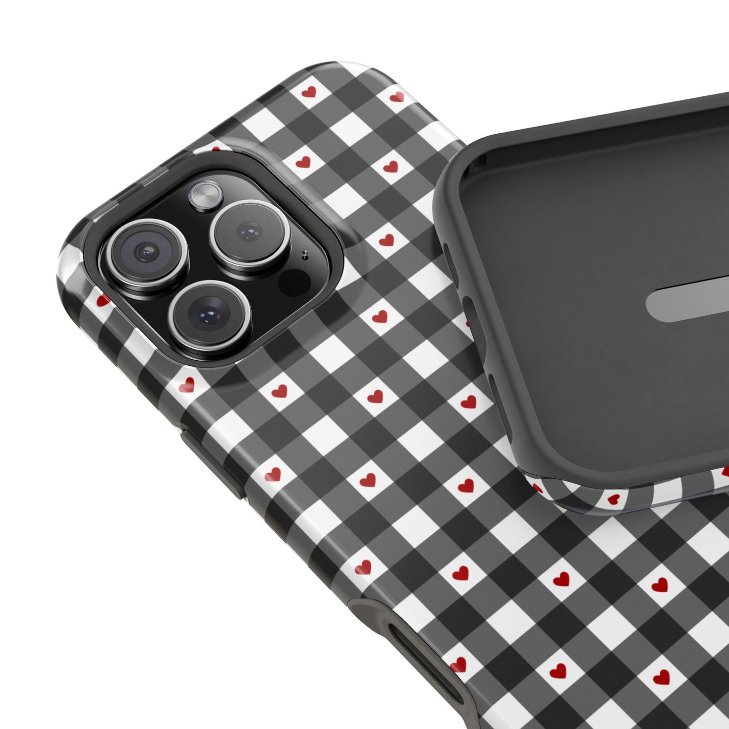 Black Picnic Hearts Gingham MagSafe Case