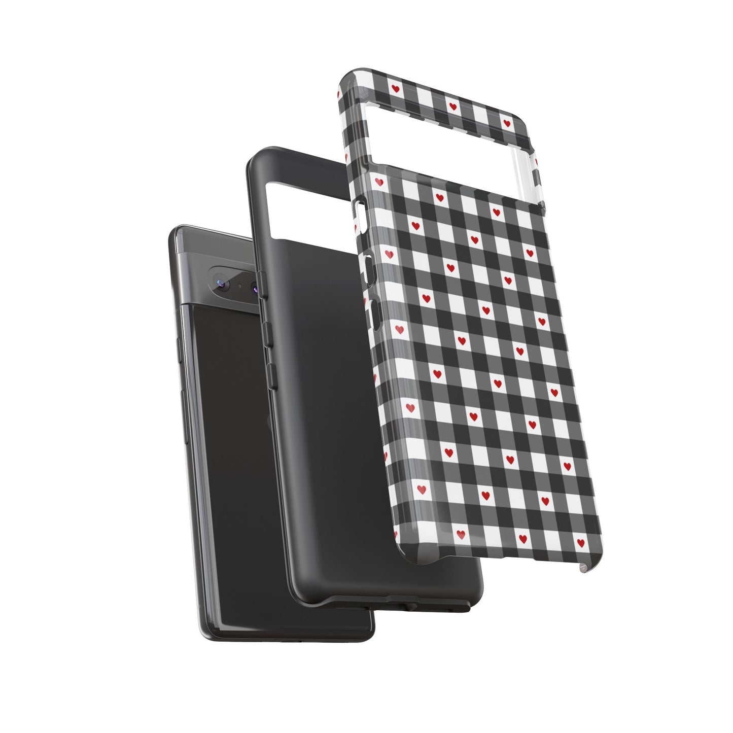 Black Picnic Hearts Gingham Case