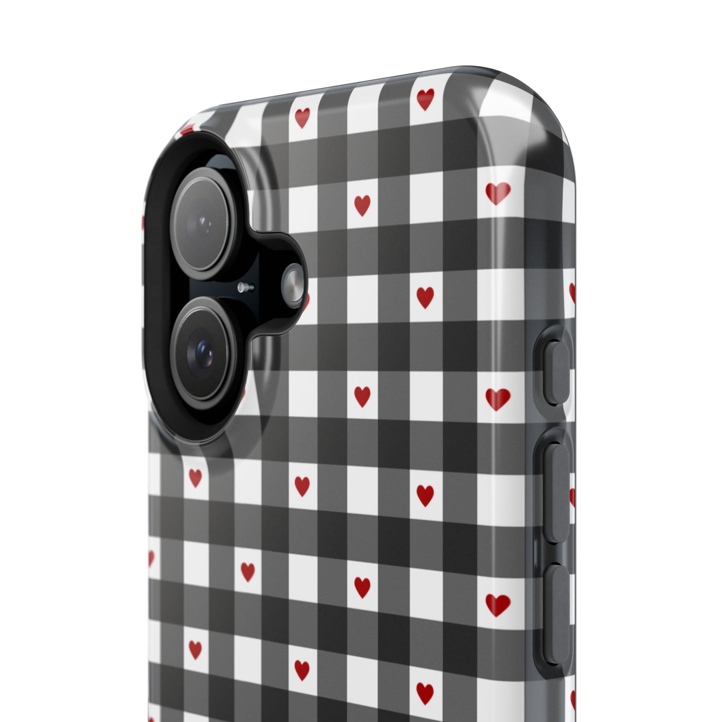 Black Picnic Hearts Gingham MagSafe Case