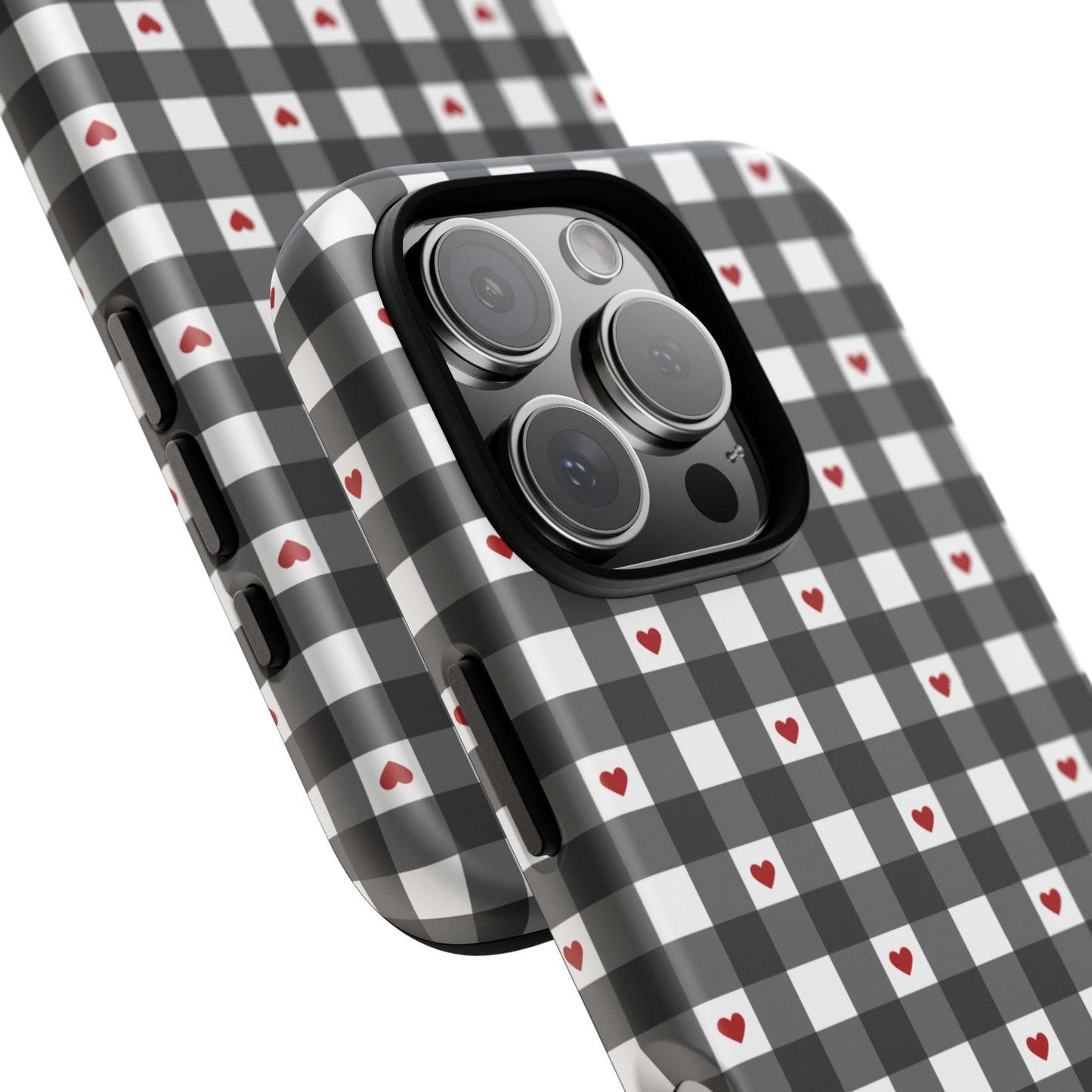 Black Picnic Hearts Gingham Case