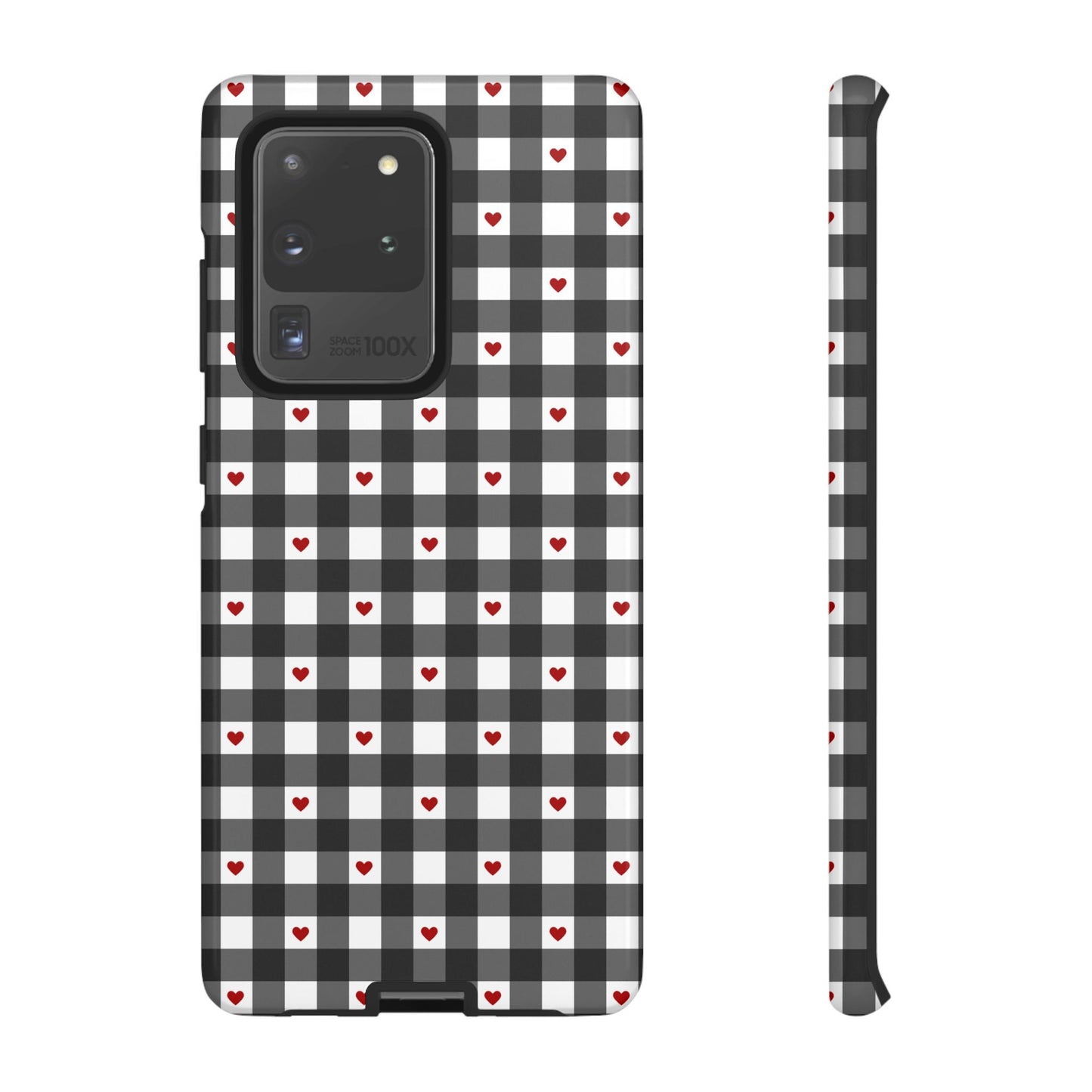 Black Picnic Hearts Gingham Case