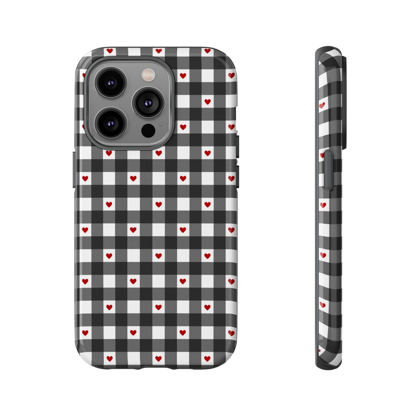 Black Picnic Hearts Gingham Case