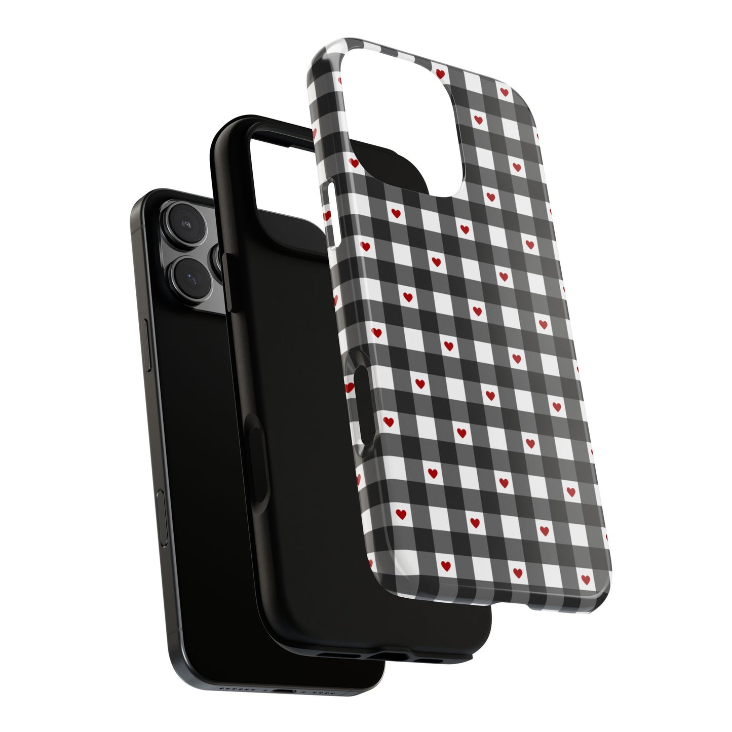 Black Picnic Hearts Gingham Case