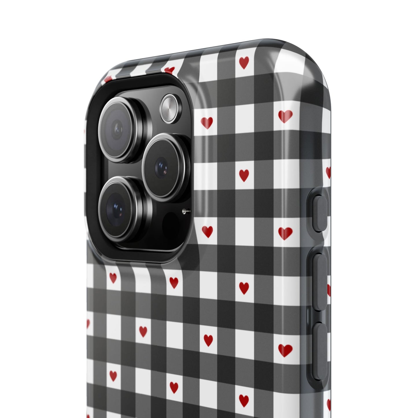 Black Picnic Hearts Gingham MagSafe Case