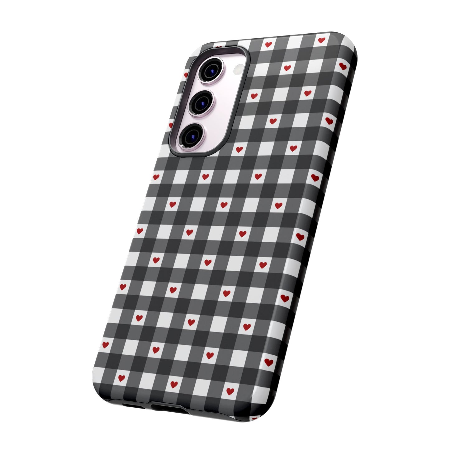 Black Picnic Hearts Gingham Case