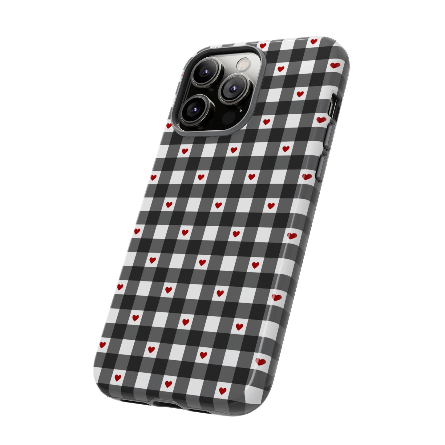 Black Picnic Hearts Gingham Case