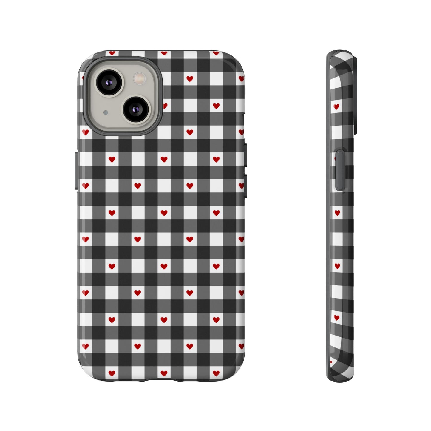 Black Picnic Hearts Gingham Case