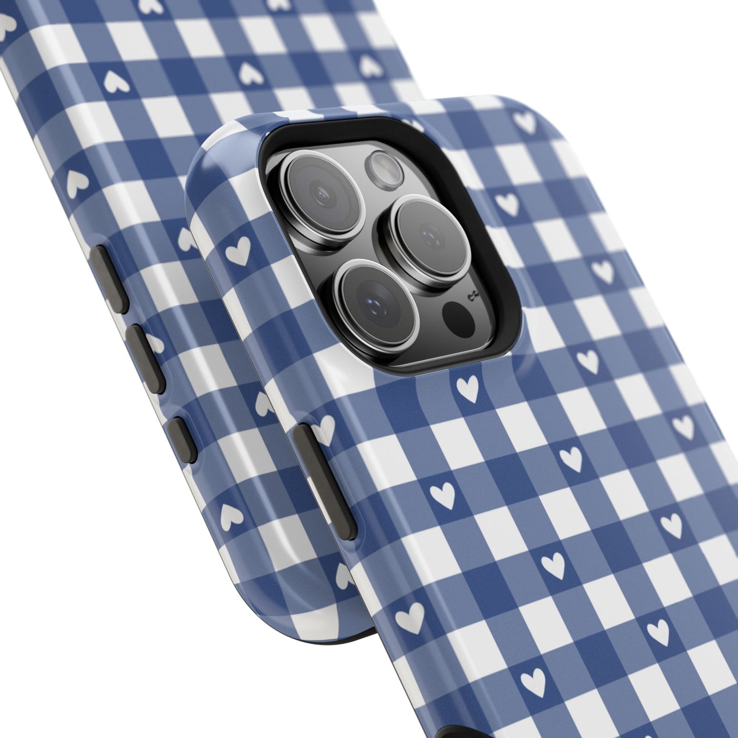 Blue Picnic Hearts Gingham MagSafe Case