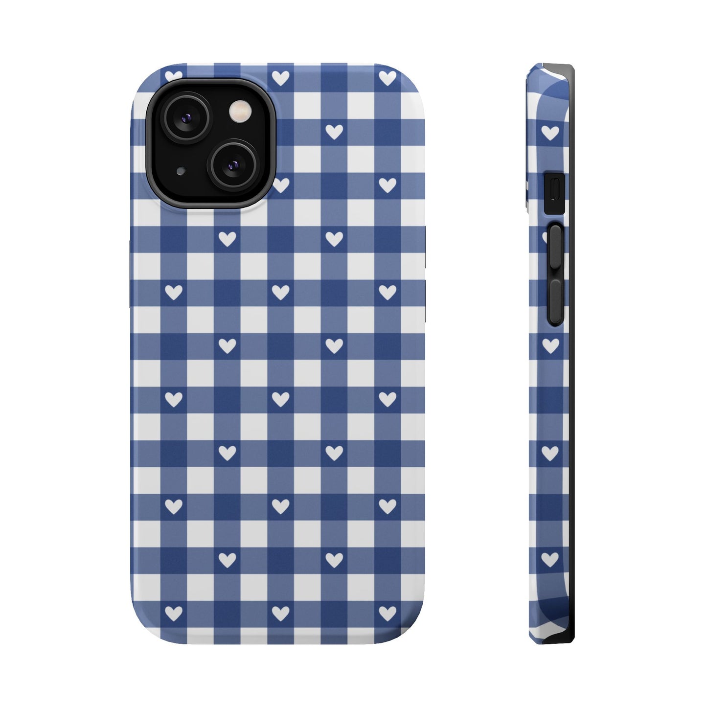 Blue Picnic Hearts Gingham MagSafe Case