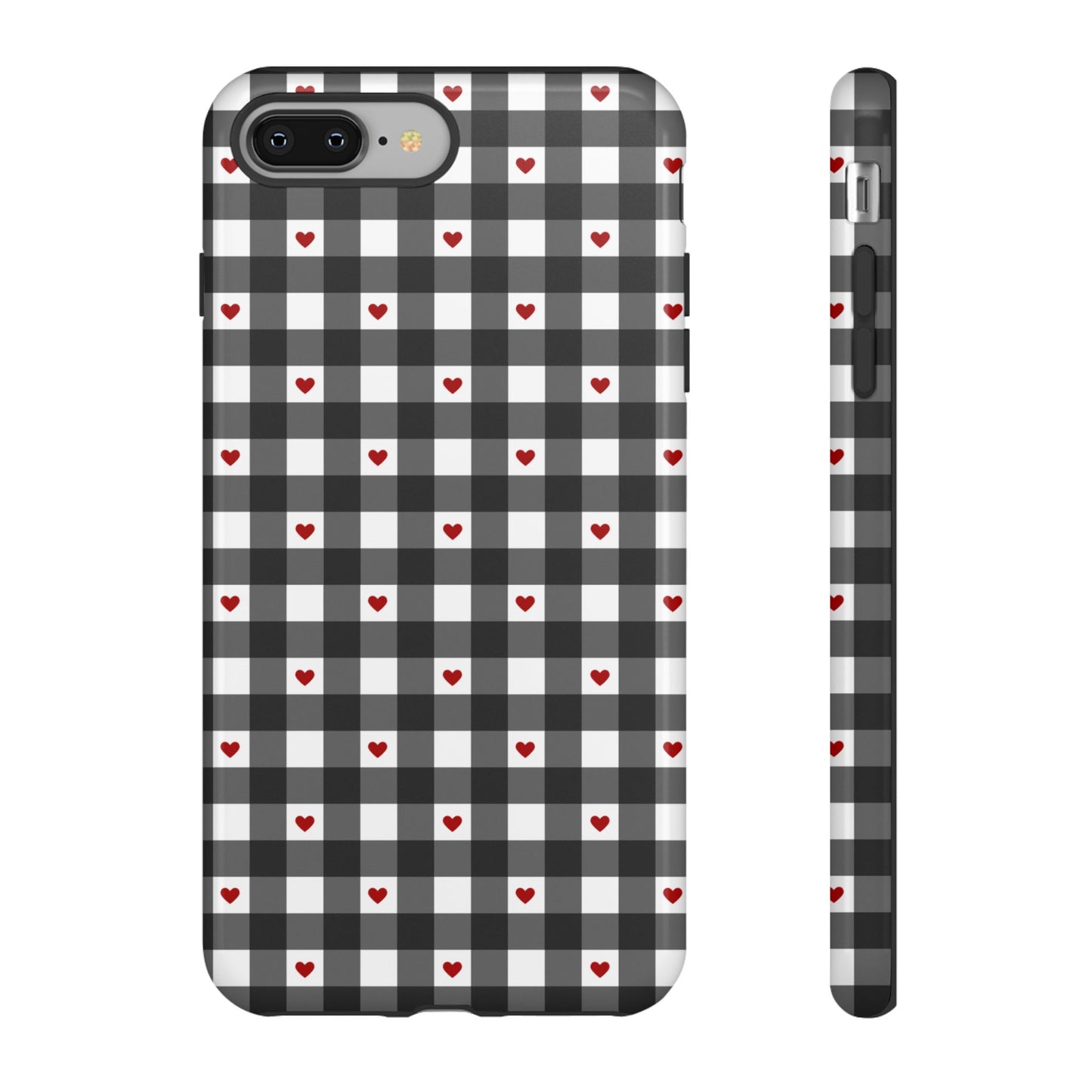 Black Picnic Hearts Gingham Case