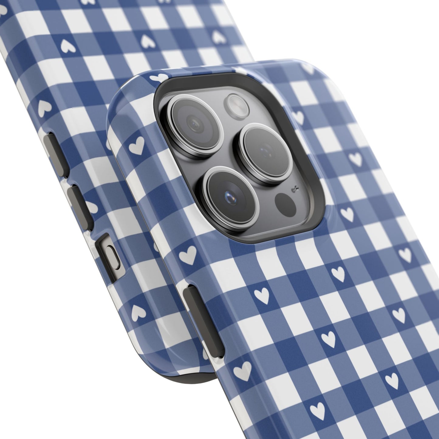 Blue Picnic Hearts Gingham MagSafe Case