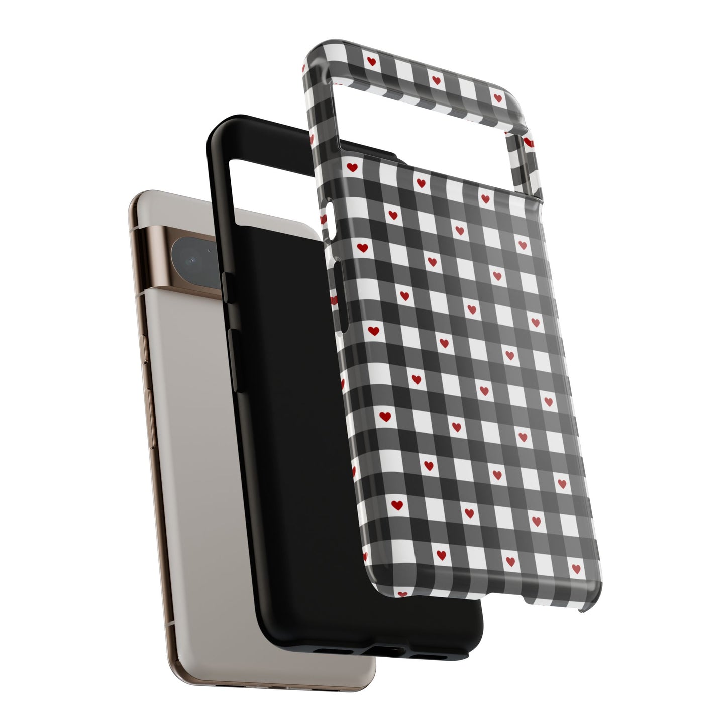 Black Picnic Hearts Gingham Case