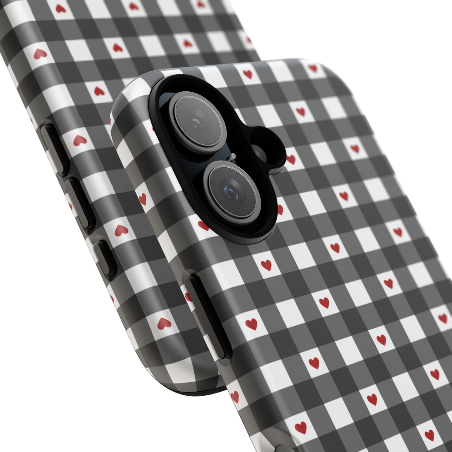 Black Picnic Hearts Gingham Case