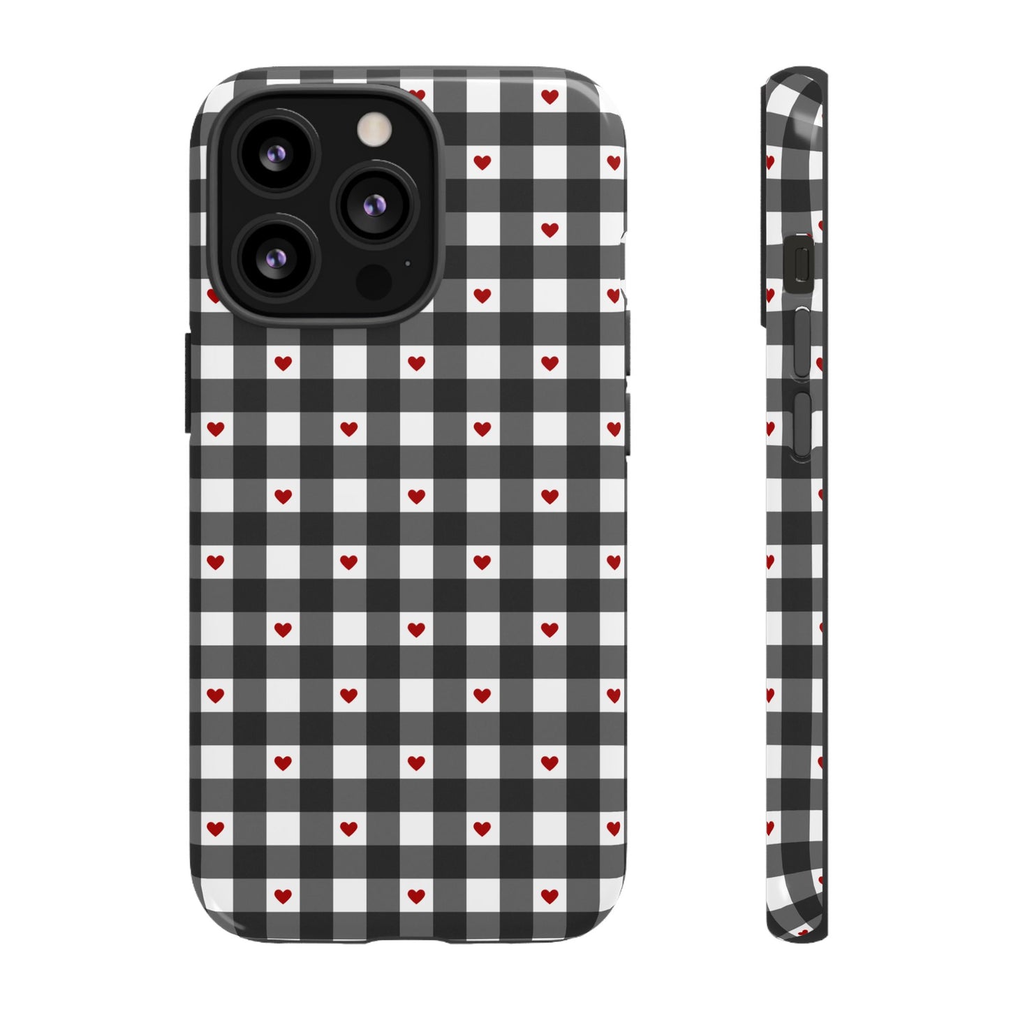 Black Picnic Hearts Gingham Case